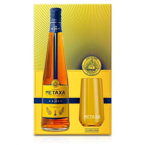 Metaxa 5* 0,7l 38% v krabičce se dvěma skleničkami