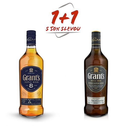 Grant’s Triple Wood 8YO 0,7l 40% AKCE 1+1 s Grant´s Smoky 0,7l 40% za polovinu