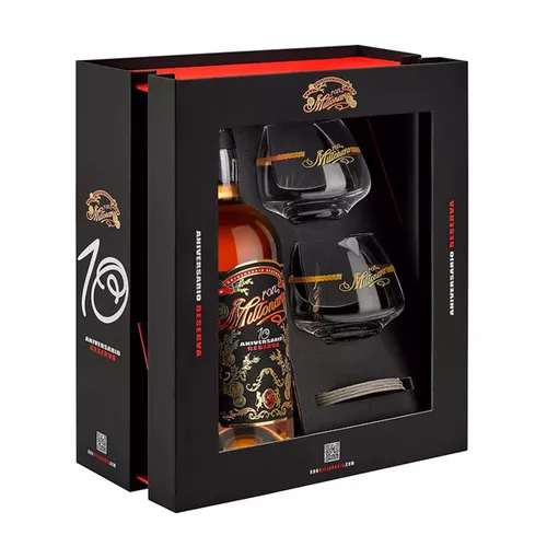 Ron Millonario Aniversario Reserva 10y 40% 0,7 l (dárkové balení 2 sklenice)