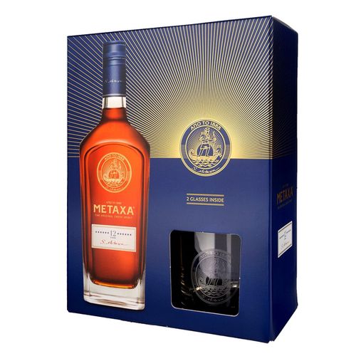 Metaxa 12* + 2 skleničky 40% 0,7 l (dárkové balení 2 skleničky)