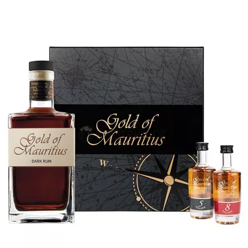 Gold of Mauritius Dark Rum box s miniaturami 0,7 l
