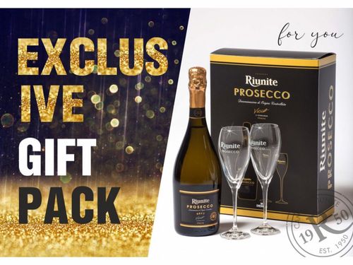 Riunite Prosecco Spumante Brut Gift Black 0,75l 11% + 2x sklo GB